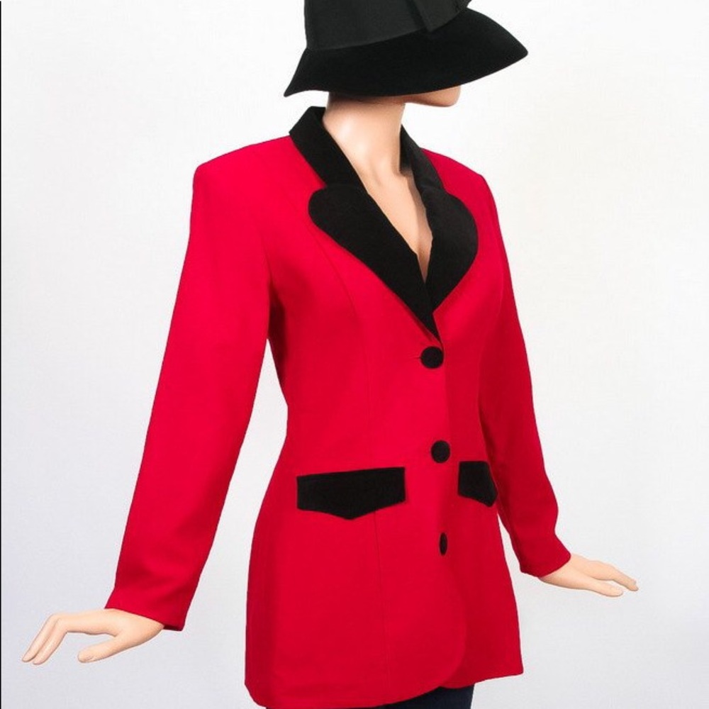 Vintage Mod Structured Red Jacket 90s Blazer 1990s